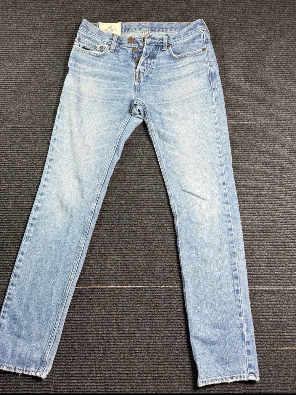 Hollister Men’s Skinny Fit Jeans W29 Light Wash Cotton Button Close